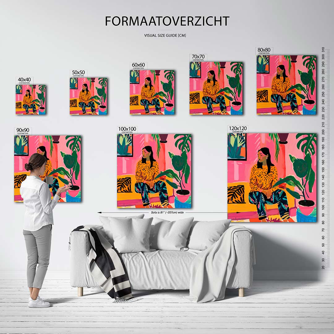 Vrolijke interieur scène Kunstwerk