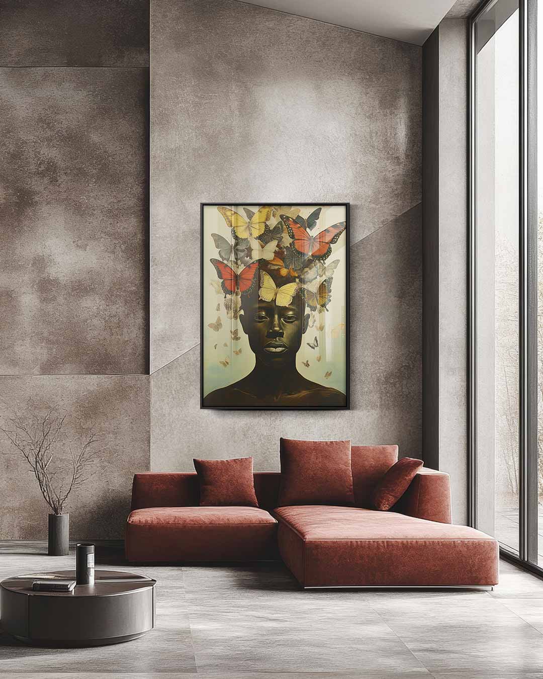 Vlinder Transformatie Kunstwerk-canvas-dibond-plexiglas-wanddecoratie-WallArtistic
