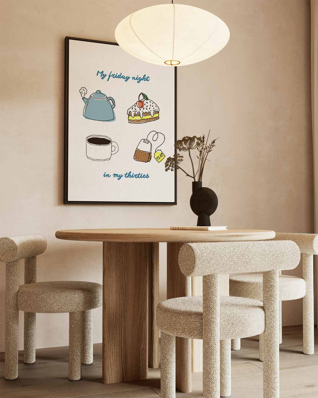 Relaxte Vrijdagavond Illustratie Kunstwerk-canvas-dibond-plexiglas-wanddecoratie-WallArtistic