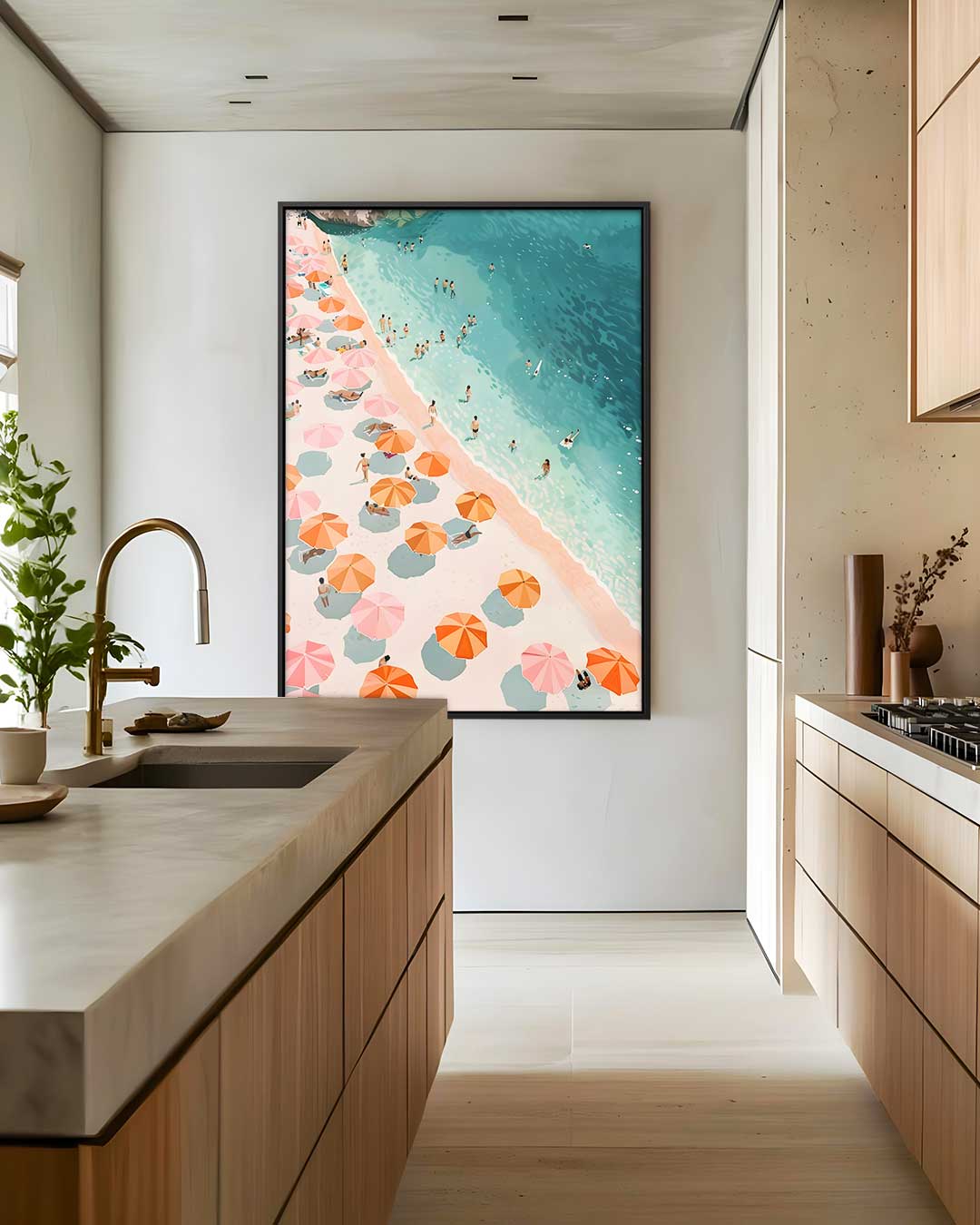 Strandleven in de Zomer Kunstwerk-canvas-dibond-plexiglas-wanddecoratie-WallArtistic