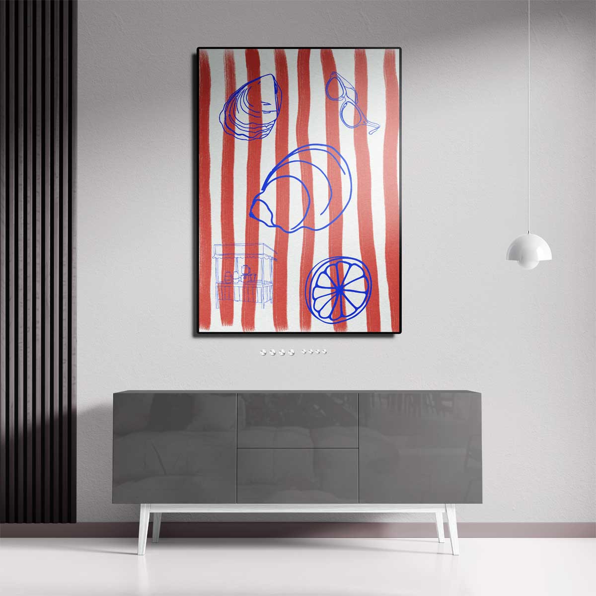 Zomerstrepen en Strandvibes Kunstwerk-canvas-dibond-plexiglas-wanddecoratie-WallArtistic