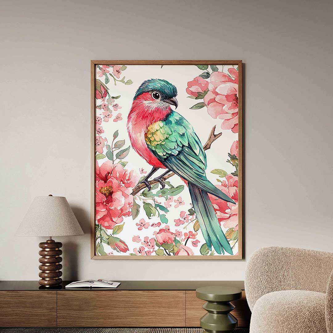 Vogels en bloemen Poster