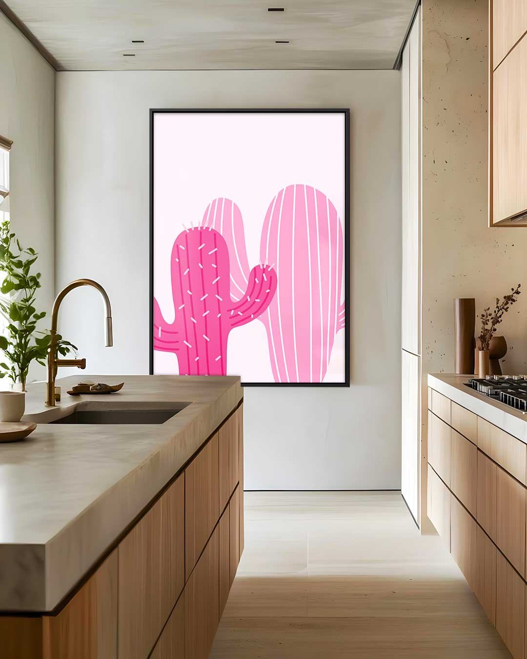 Roze Cactus Verbeelding Kunstwerk-canvas-dibond-plexiglas-wanddecoratie-WallArtistic