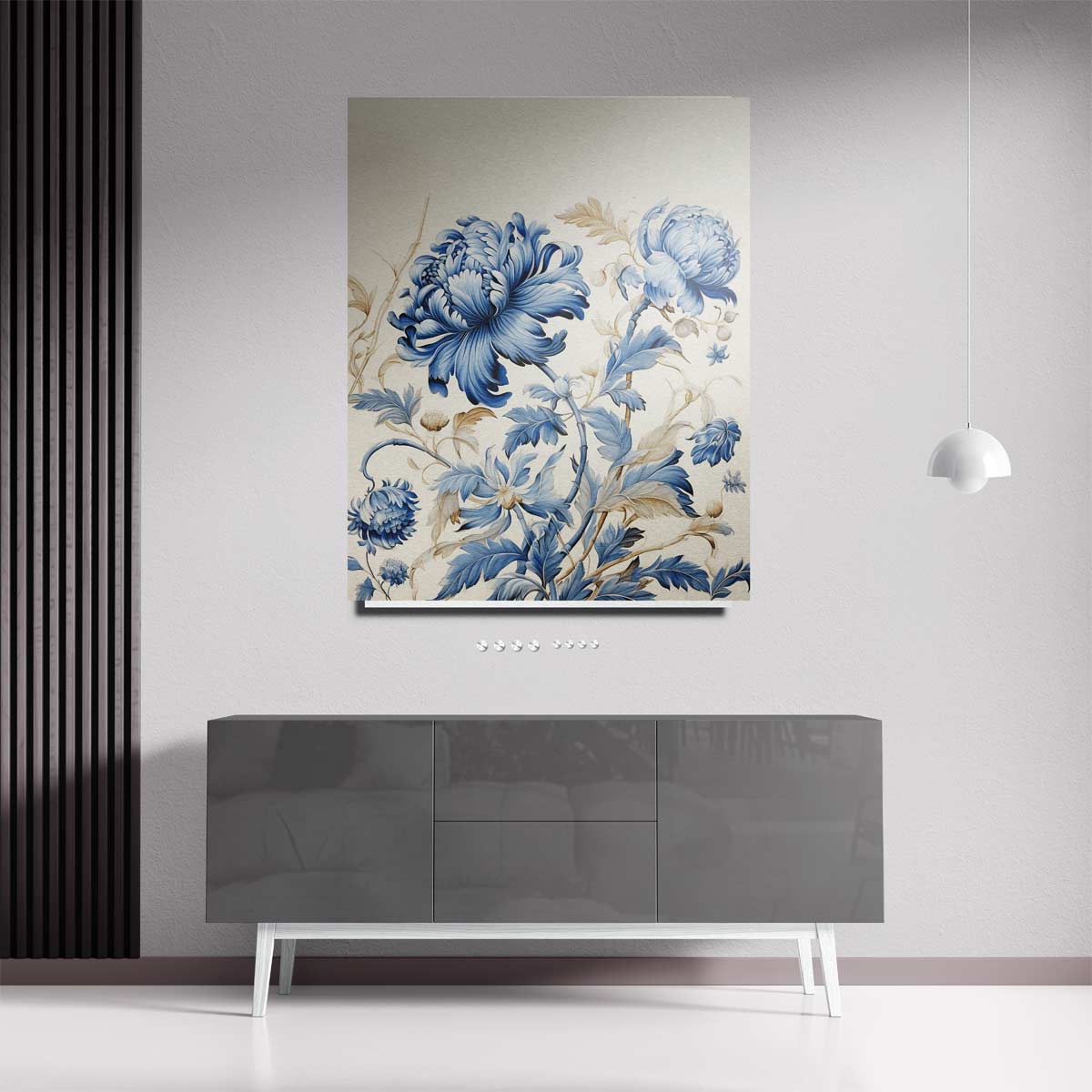 Blauwe Bloemendroom Kunstwerk-canvas-dibond-plexiglas-wanddecoratie-WallArtistic