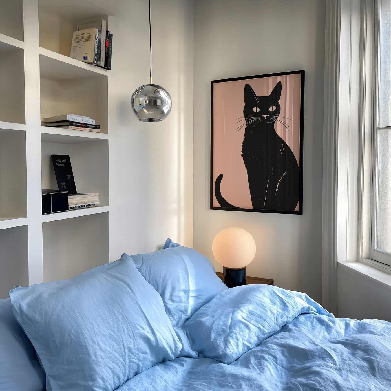 Stijlvolle Kat op Zachte Achtergrond Poster