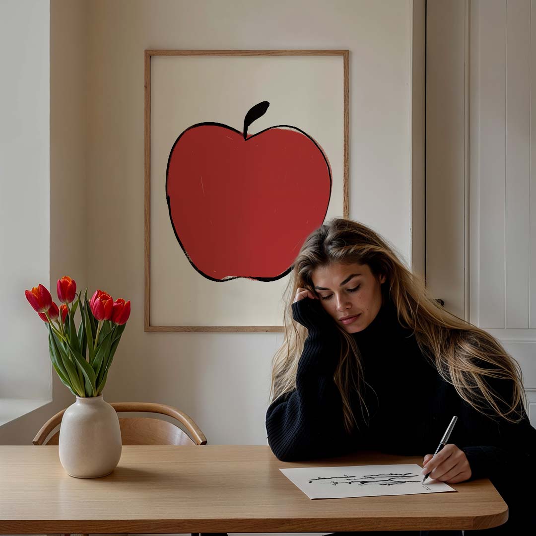 Minimalistische Rode Appel Poster-WallArtistic