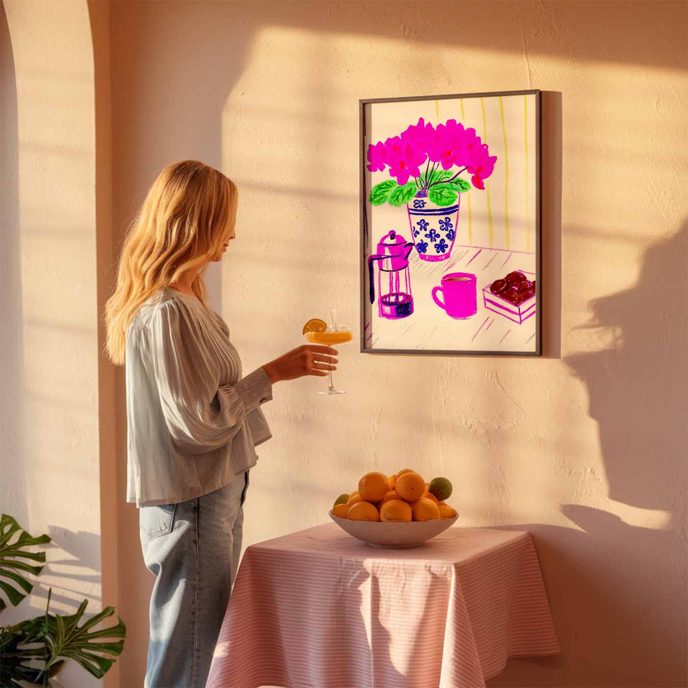 Gezellige Koffiehoek in Bloei Poster