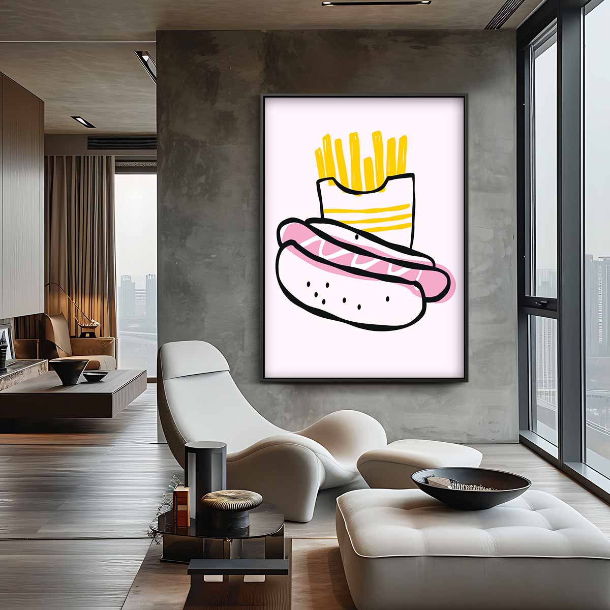 Speelse Snack Illustratie Kunstwerk-canvas-dibond-plexiglas-wanddecoratie-WallArtistic