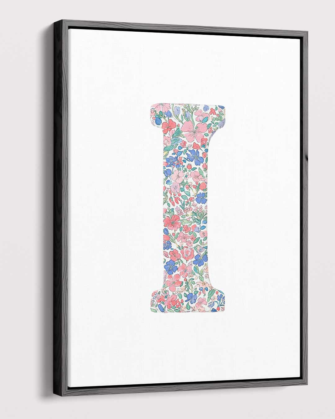 Bloemrijke Letter I Kunstwerk-canvas-dibond-plexiglas-wanddecoratie-WallArtistic