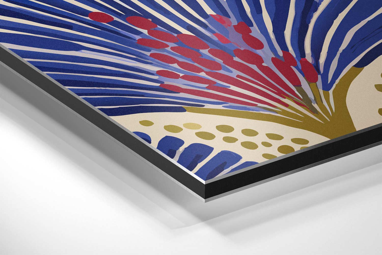 Bloemige Fan Vormen Kunstwerk-canvas-dibond-plexiglas-wanddecoratie-WallArtistic