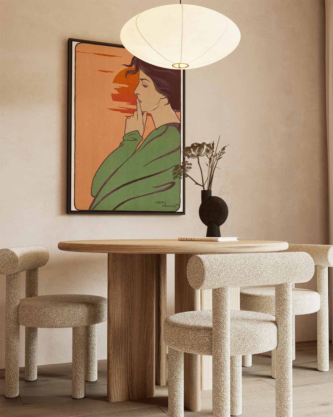 Retro Vrouwelijke Stilte Kunstwerk-canvas-dibond-plexiglas-wanddecoratie-WallArtistic