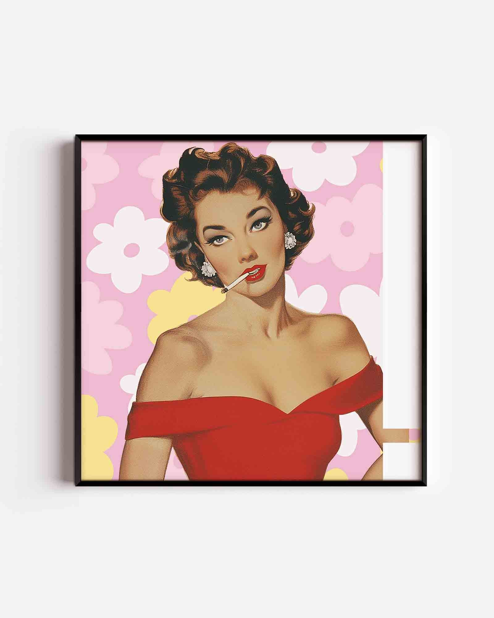 Vrouw in rode jurk Poster