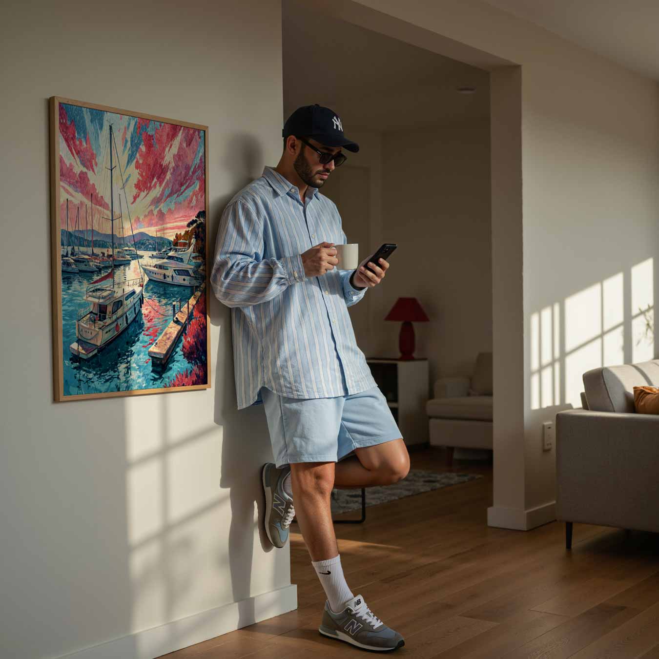 Zonsondergang Havenposter-WallArtistic