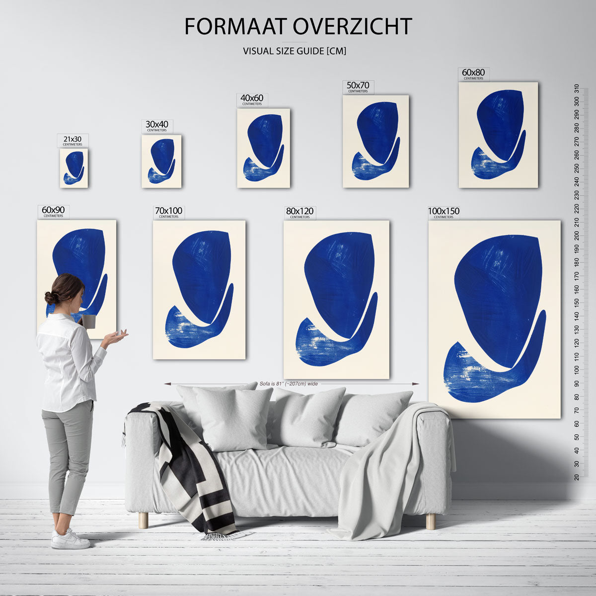 Abstracte blauwe vormen Poster