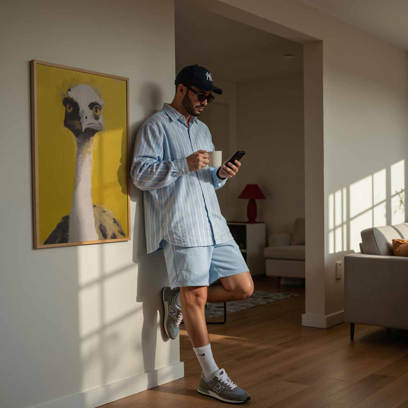 Kleurrijke Struisvogel Blikvanger Poster-WallArtistic