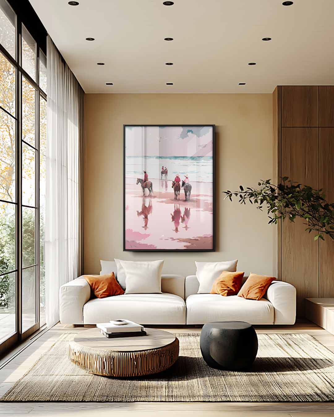 Strandrit in de Avondzon Kunstwerk-canvas-dibond-plexiglas-wanddecoratie-WallArtistic