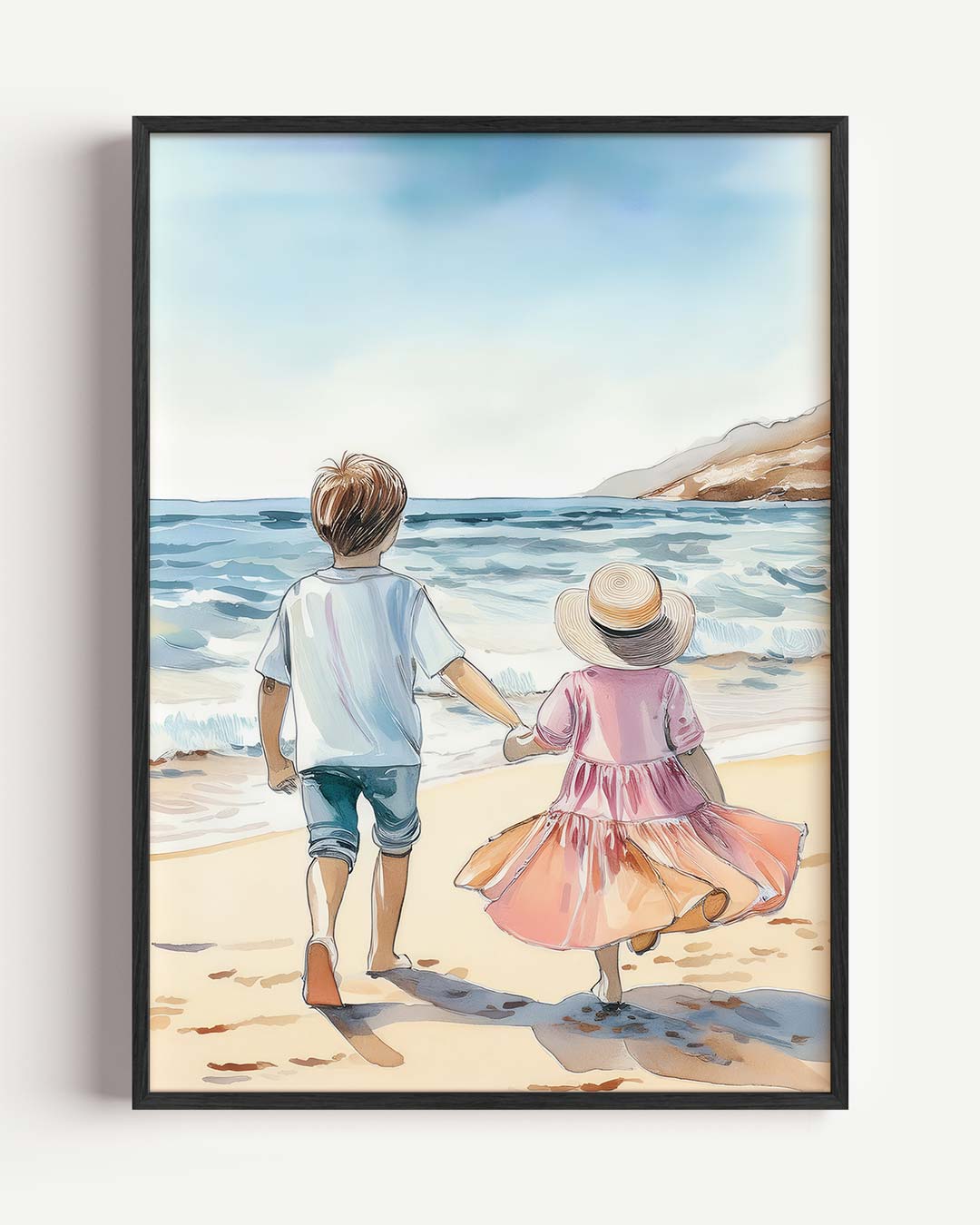 Zomers Wandeling aan Zee Poster-WallArtistic