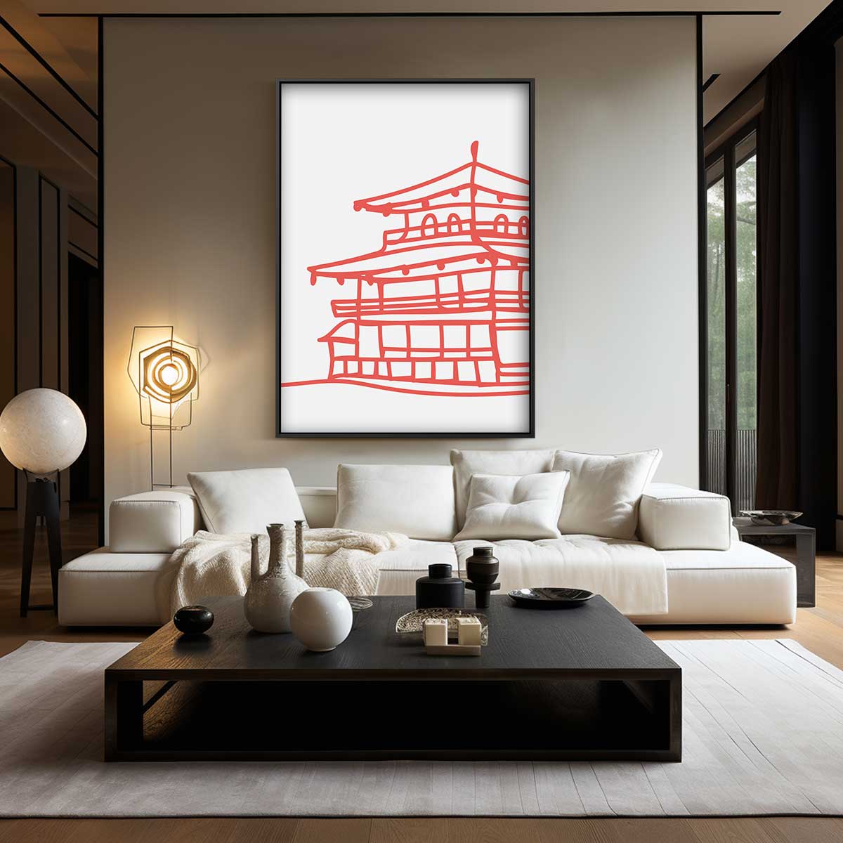 Rode Tempel Schets Kunstwerk-canvas-dibond-plexiglas-wanddecoratie-WallArtistic