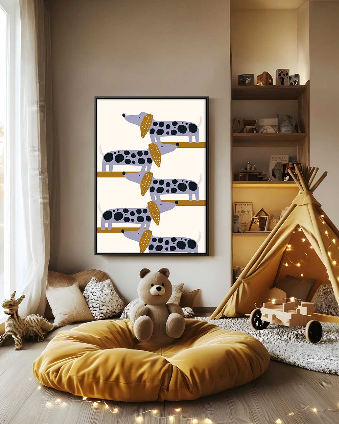 Hondjes in Evenwicht Kunstwerk-canvas-dibond-plexiglas-wanddecoratie-WallArtistic