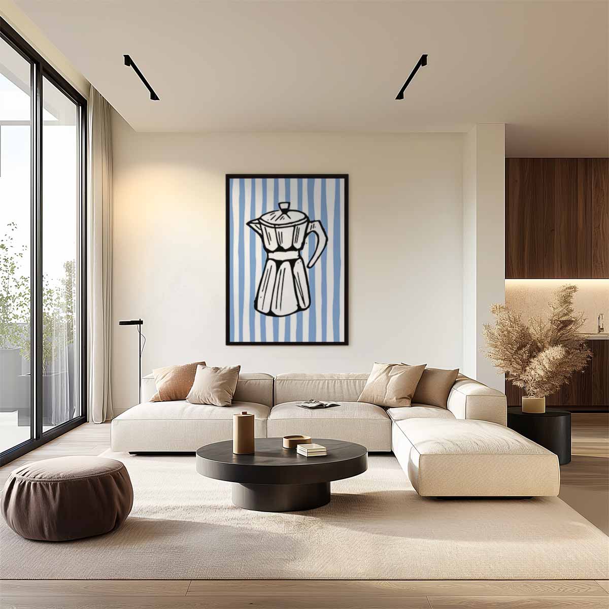 Retro Koffiepot Illustratie Kunstwerk-canvas-dibond-plexiglas-wanddecoratie-WallArtistic