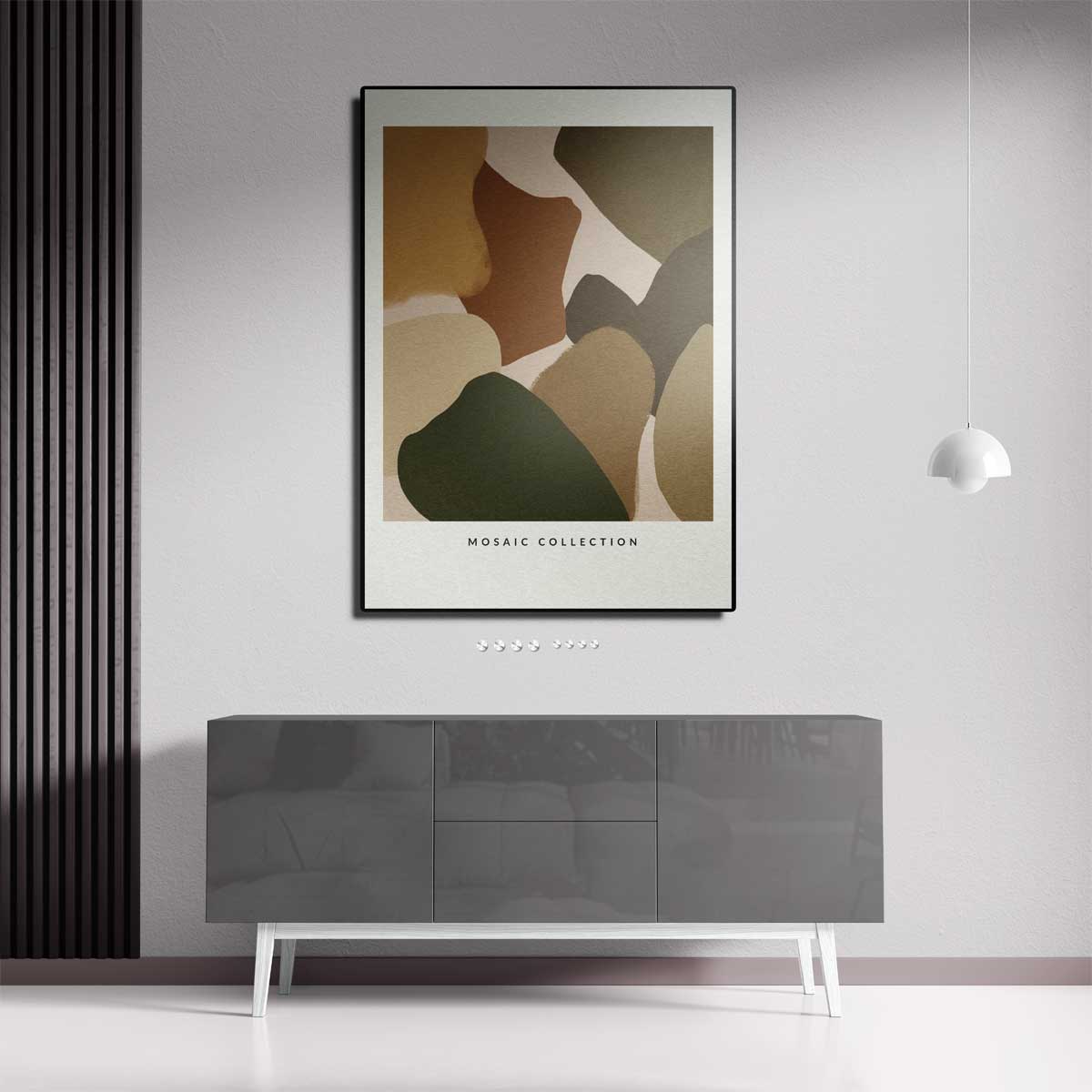 Moderne Aardetinten Mozaïek Kunstwerk-canvas-dibond-plexiglas-wanddecoratie-WallArtistic