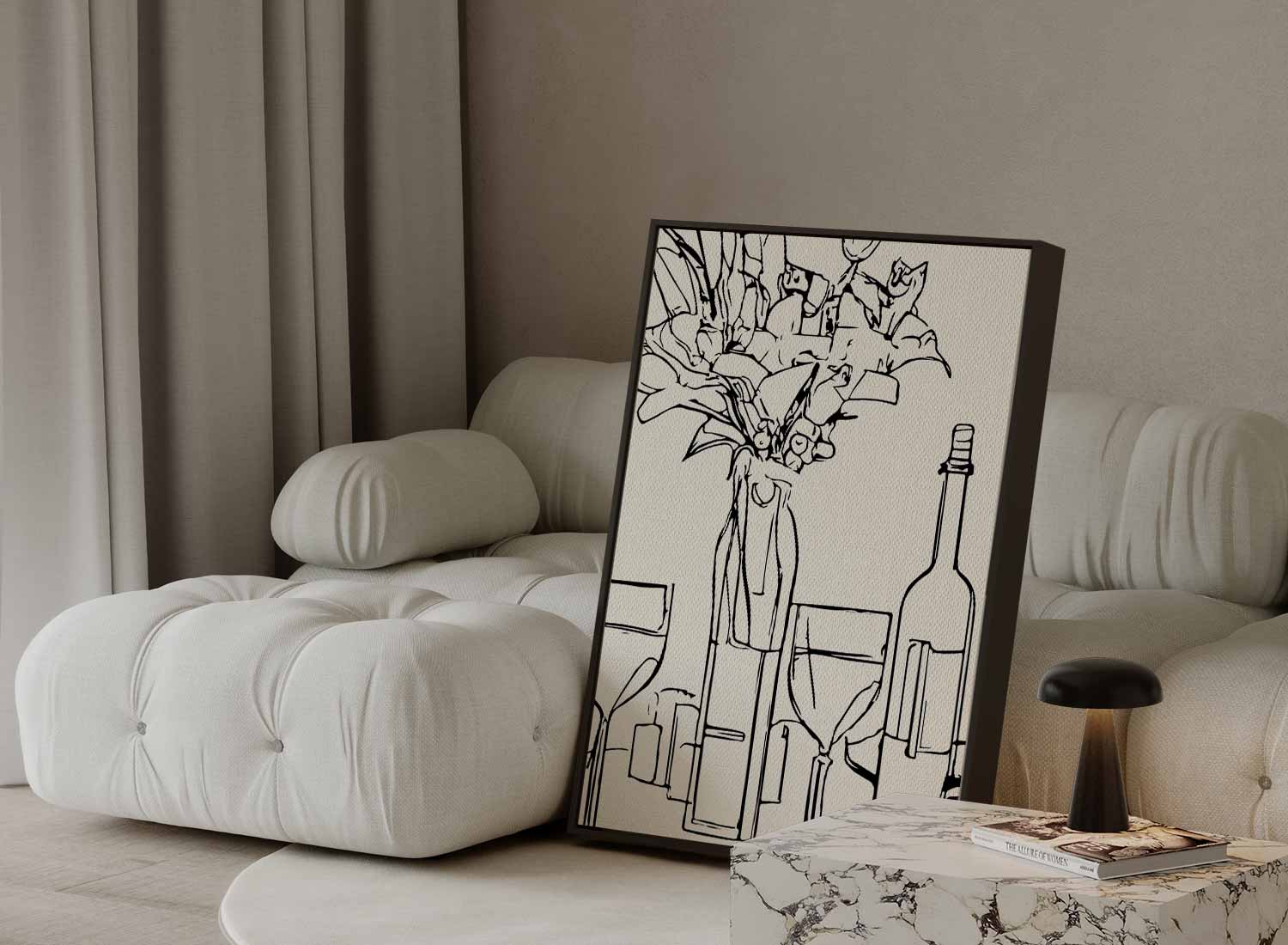 Moderne Omtrekschets Stilleven Kunstwerk-canvas-dibond-plexiglas-wanddecoratie-WallArtistic