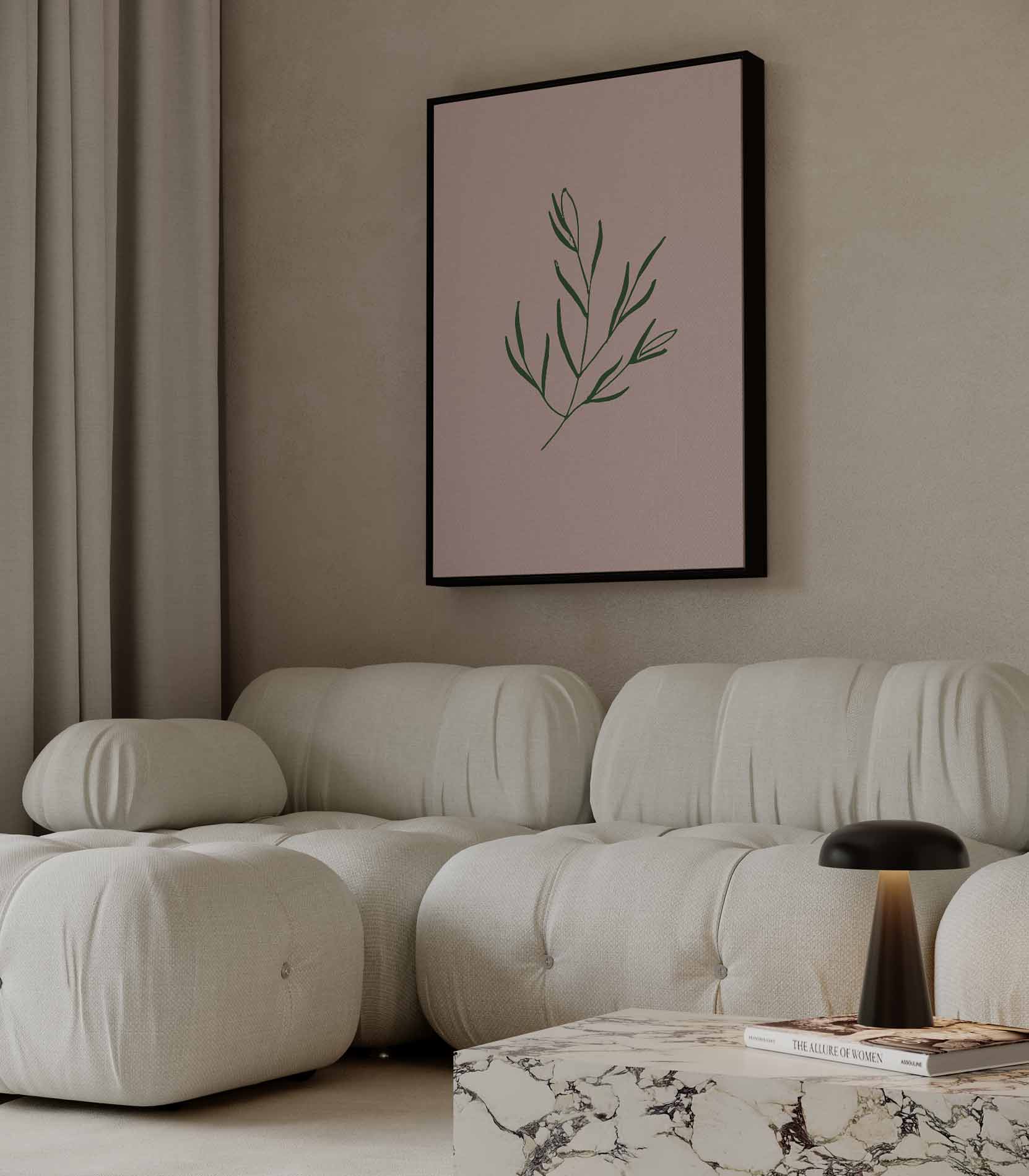 Botanische Simpliciteit op Roze Kunstwerk-canvas-dibond-plexiglas-wanddecoratie-WallArtistic