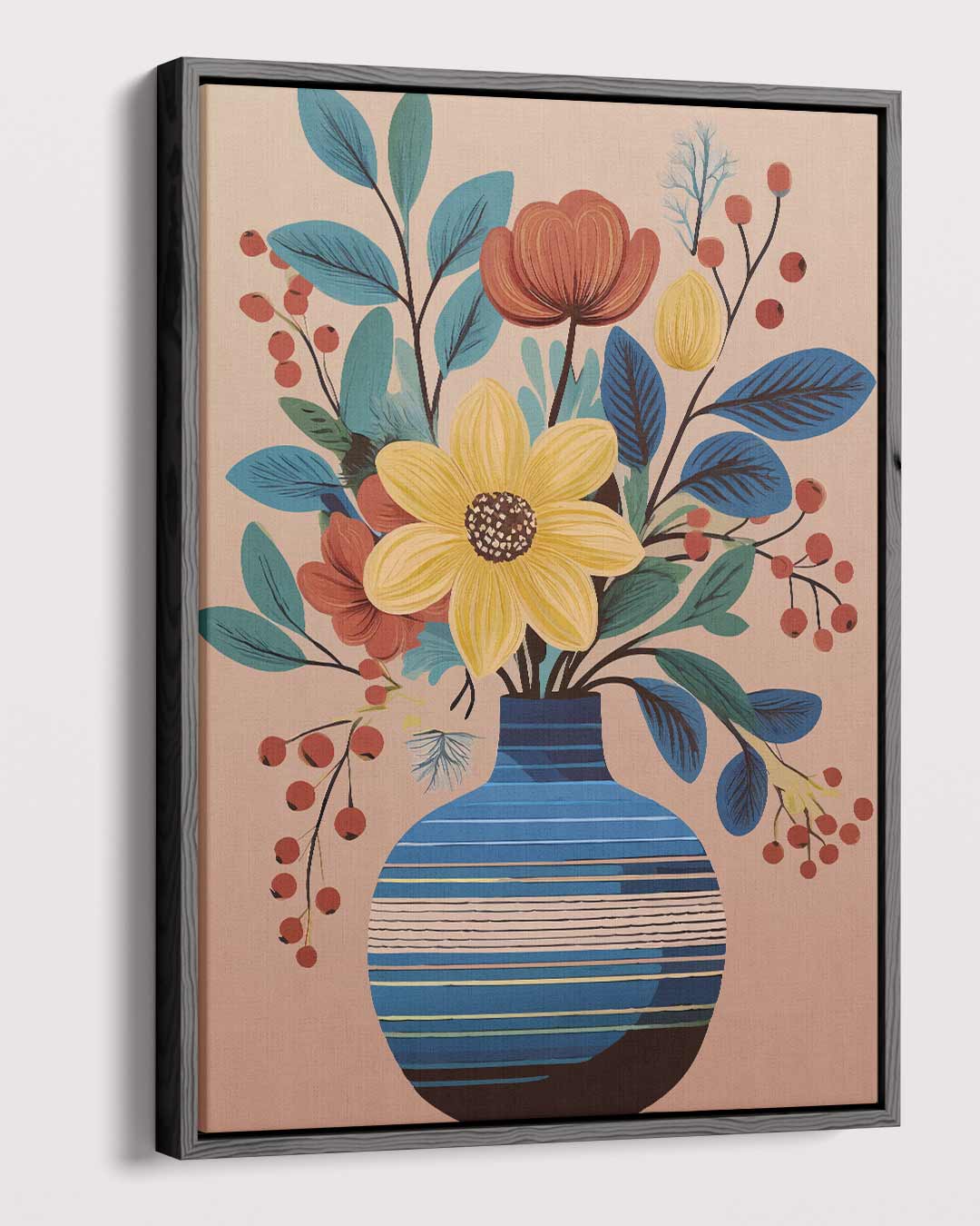 Bloemenpracht in Blauwe Vaas Kunstwerk-canvas-dibond-plexiglas-wanddecoratie-WallArtistic