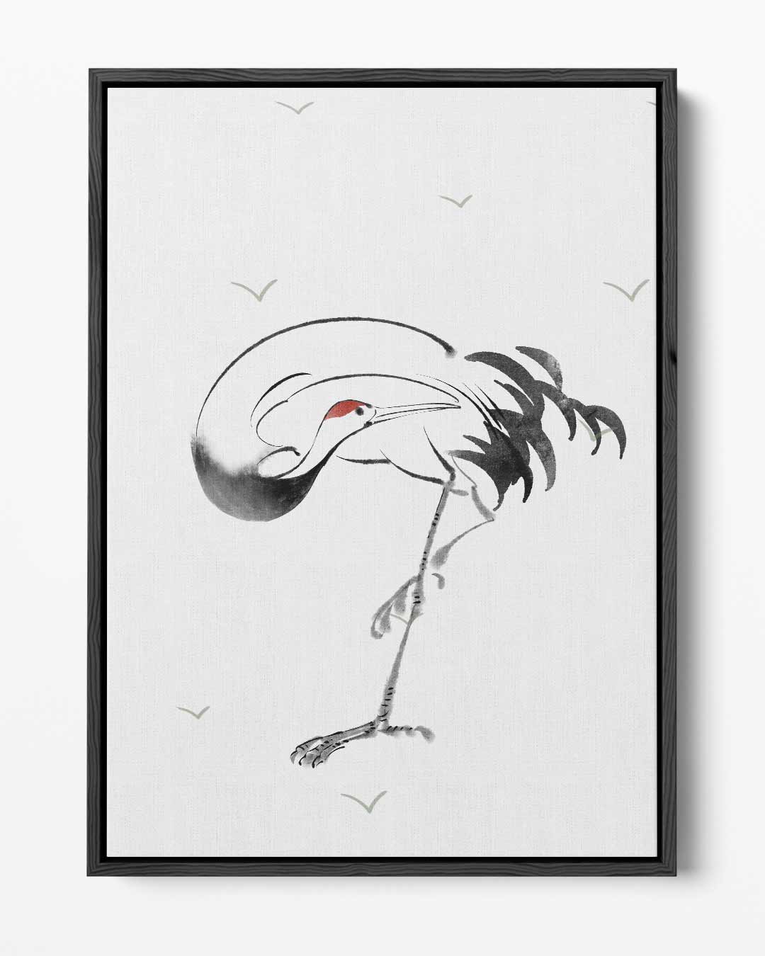Gracieuse Kraanvogel Schilderij in Inkt Kunstwerk-canvas-dibond-plexiglas-wanddecoratie-WallArtistic