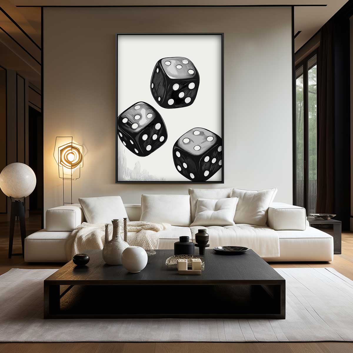 Dansende Dobbelstenen Kunstwerk-canvas-dibond-plexiglas-wanddecoratie-WallArtistic