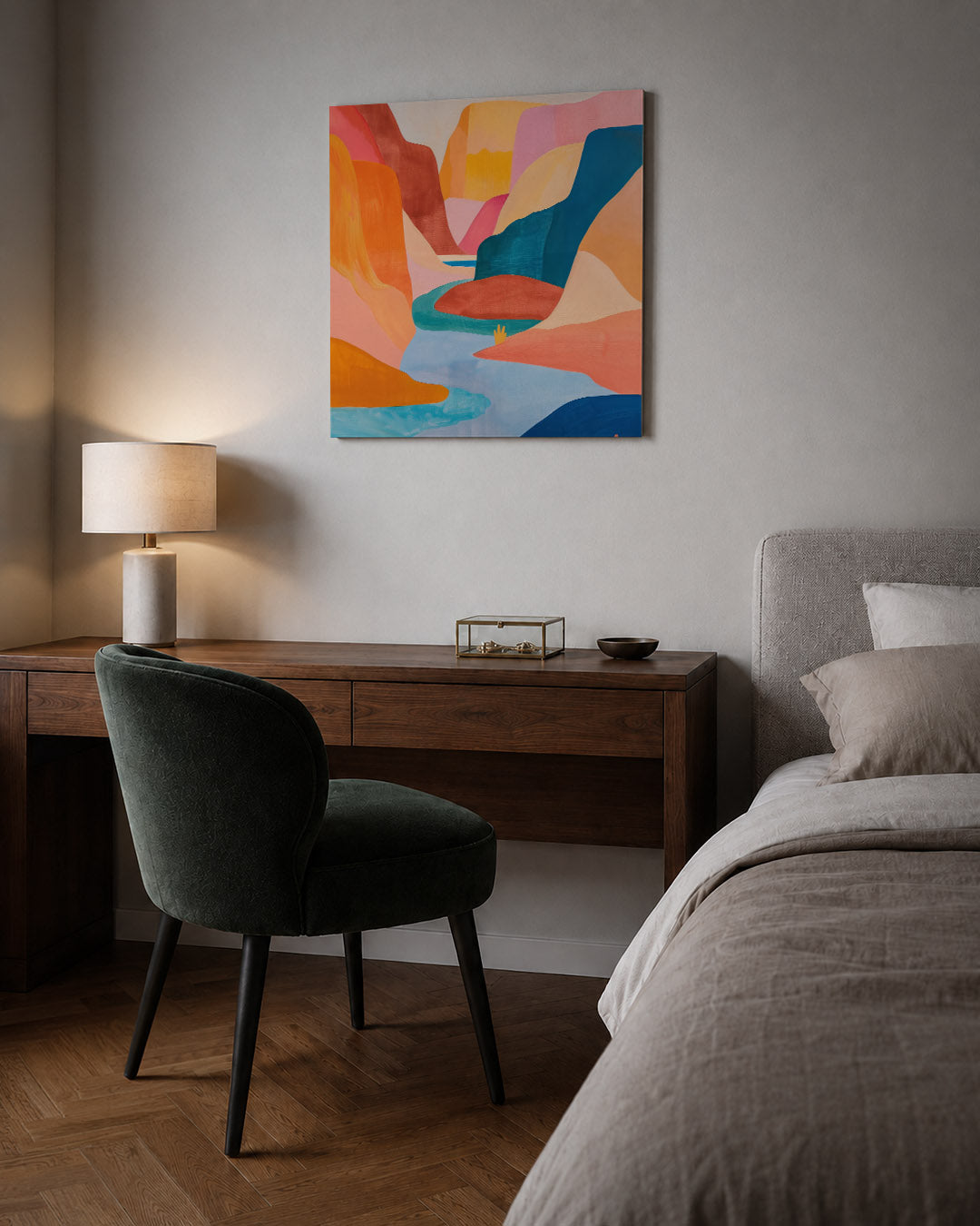 Vloeiende kleurenlandschap Kunstwerk