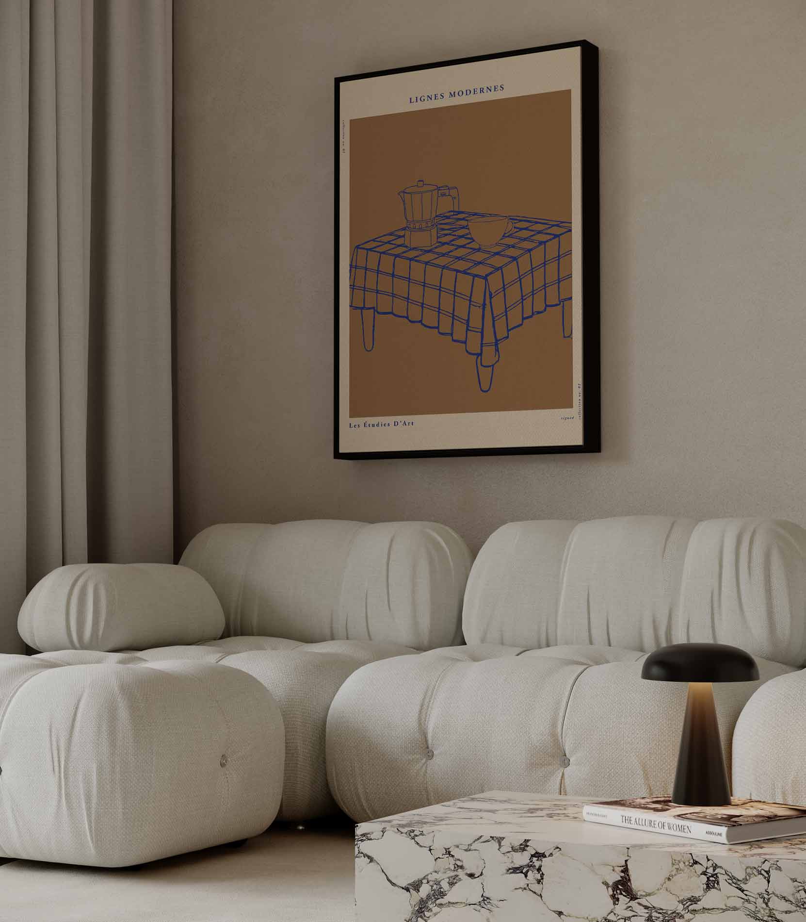 Lijnen en Koffie Kunstwerk-canvas-dibond-plexiglas-wanddecoratie-WallArtistic
