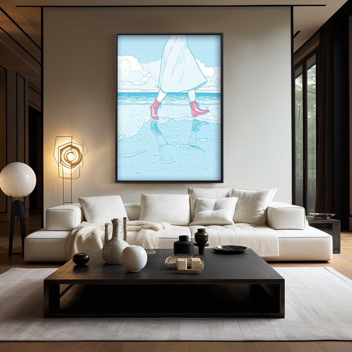 Roodlaarsjes aan Zee Kunstwerk-canvas-dibond-plexiglas-wanddecoratie-WallArtistic