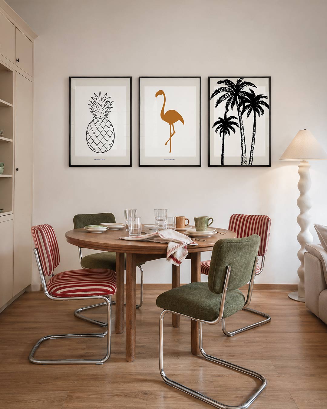 Lijnen en vrucht Posterset