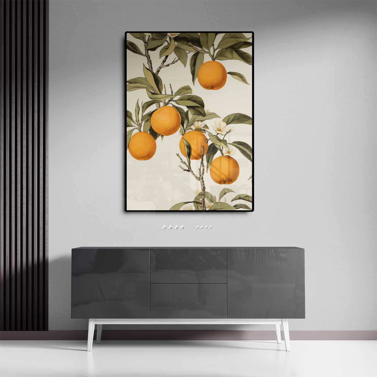 Zonnige Sinaasappelboom Illustratie Kunstwerk-canvas-dibond-plexiglas-wanddecoratie-WallArtistic