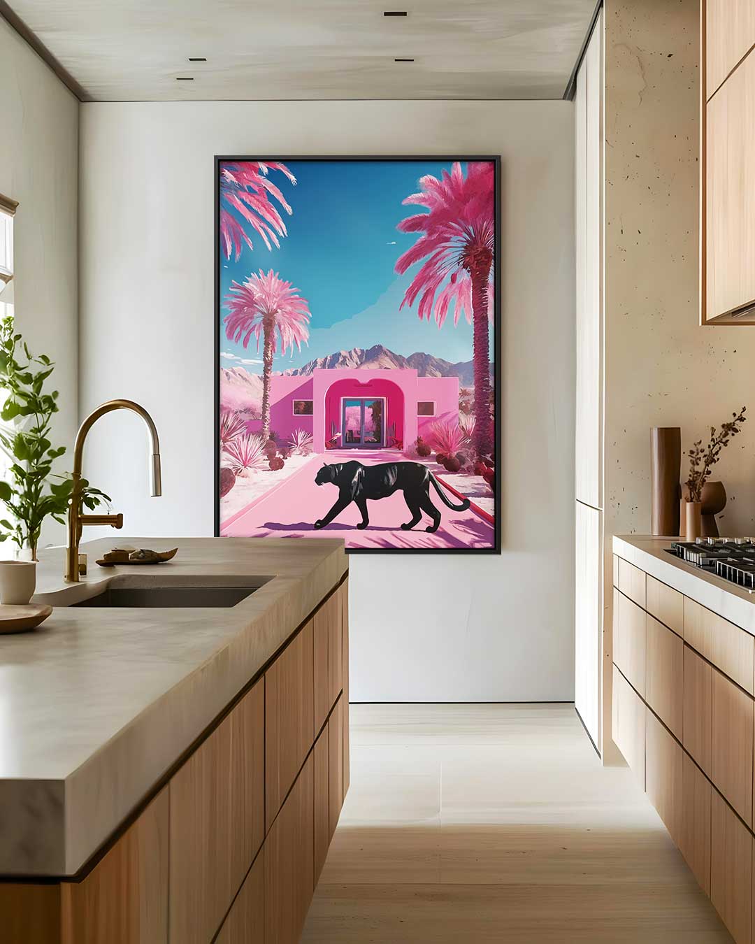 Tropische Droom met Panther Kunstwerk-canvas-dibond-plexiglas-wanddecoratie-WallArtistic