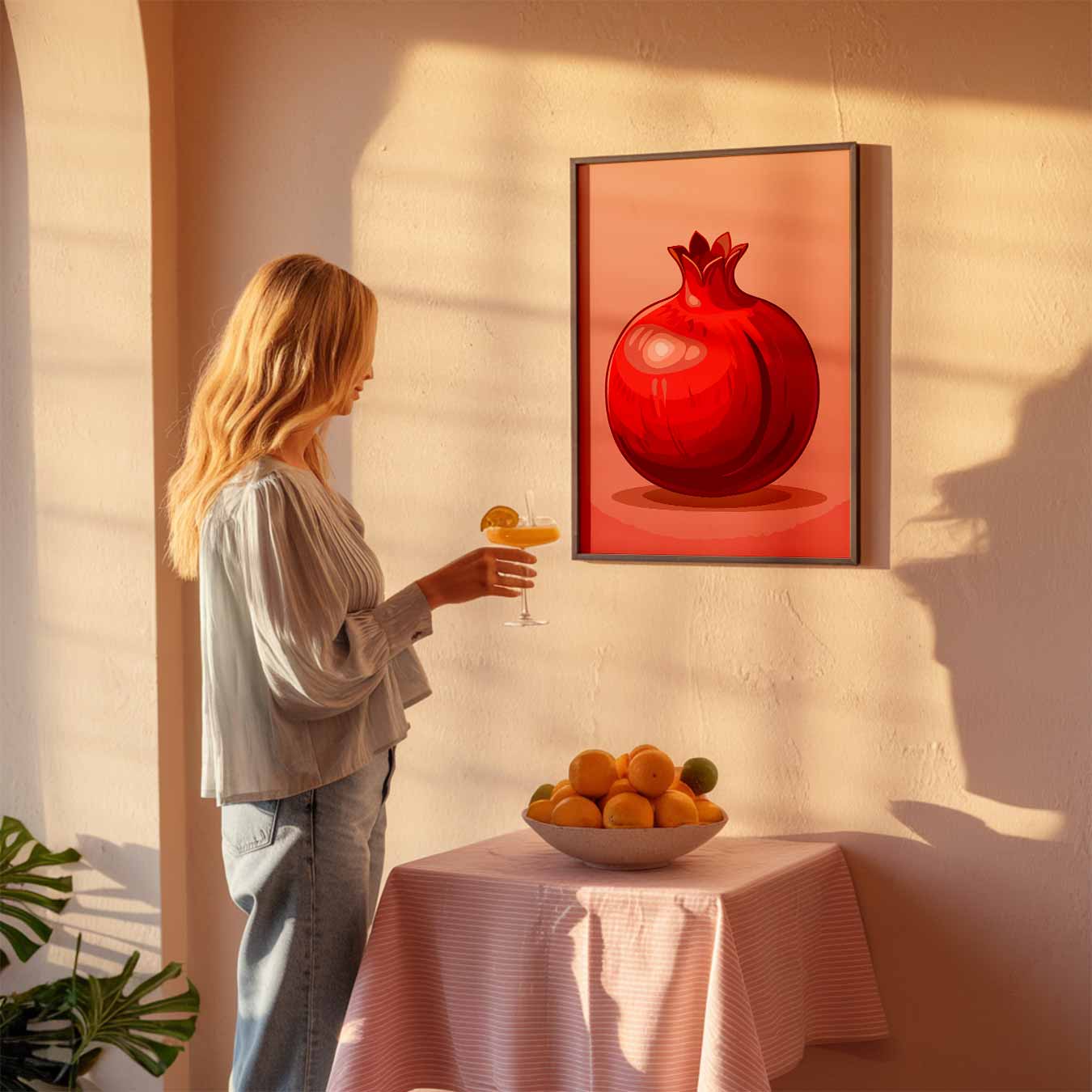 Stijlvolle Granaatappel Illustratie Poster-WallArtistic