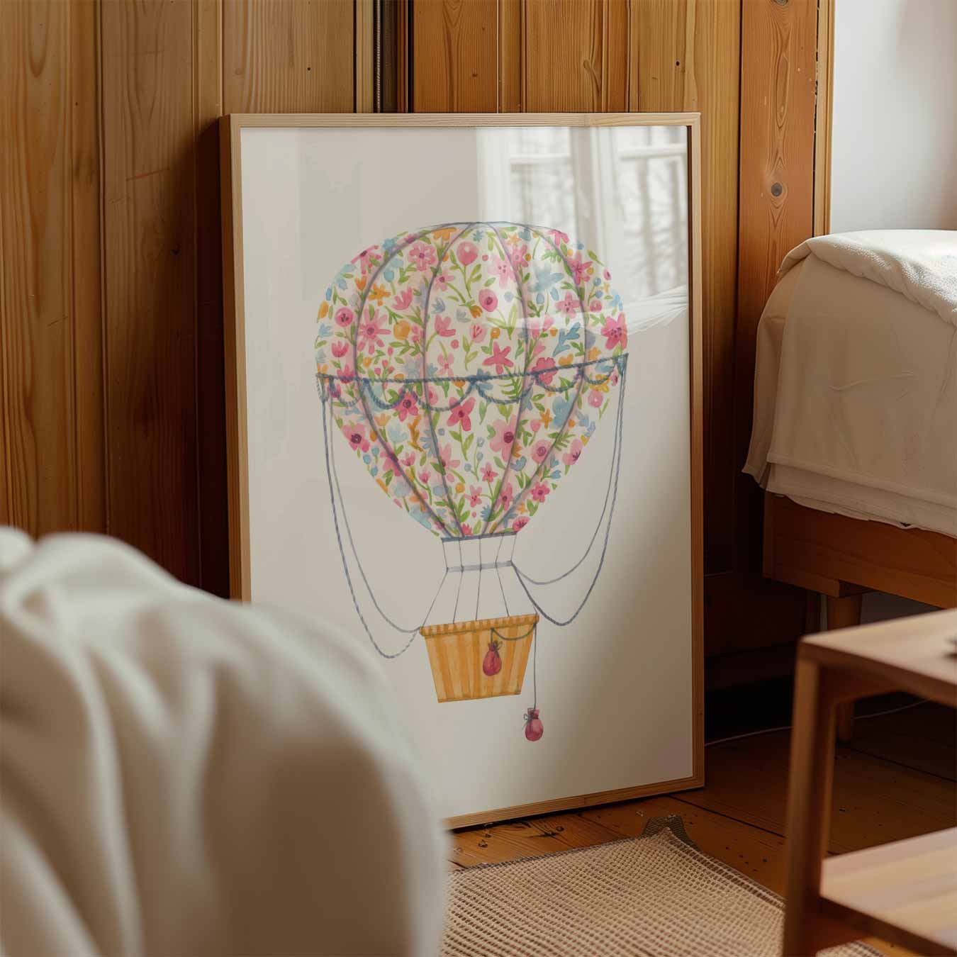 Dromerige Bloemenluchtballon Poster