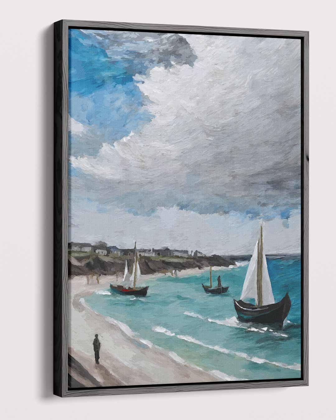 Zeezicht met Vissersboten Kunstwerk-canvas-dibond-plexiglas-wanddecoratie-WallArtistic