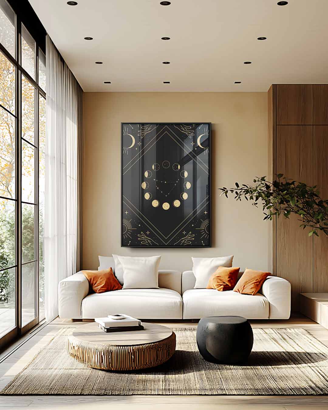 Maanfasen en Sterren Kunstwerk-canvas-dibond-plexiglas-wanddecoratie-WallArtistic