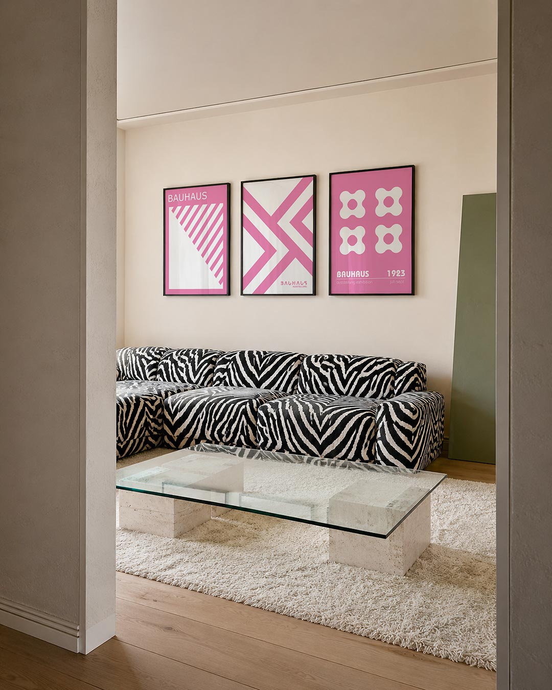 Roze lijnenspel Posterset