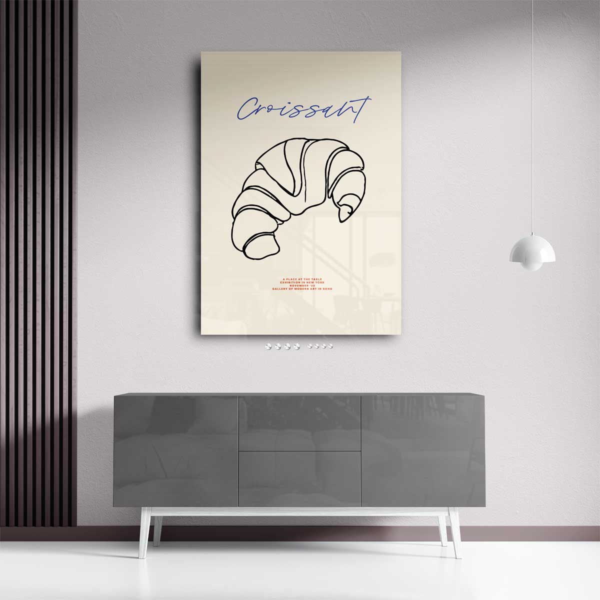Croissant Line Art Kunstwerk-canvas-dibond-plexiglas-wanddecoratie-WallArtistic