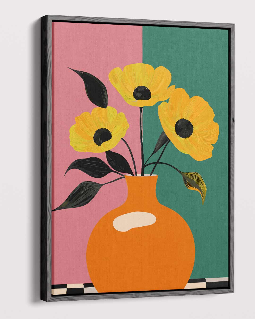 Oranje Bloemenvazen Stilleven Kunstwerk-canvas-dibond-plexiglas-wanddecoratie-WallArtistic