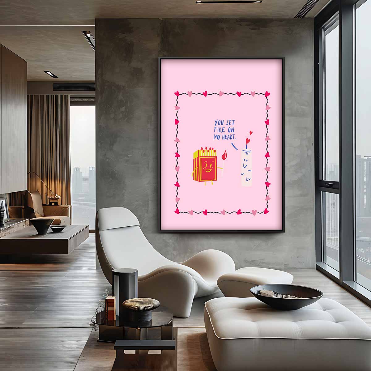 Vurige Liefdeskaart Kunstwerk-canvas-dibond-plexiglas-wanddecoratie-WallArtistic