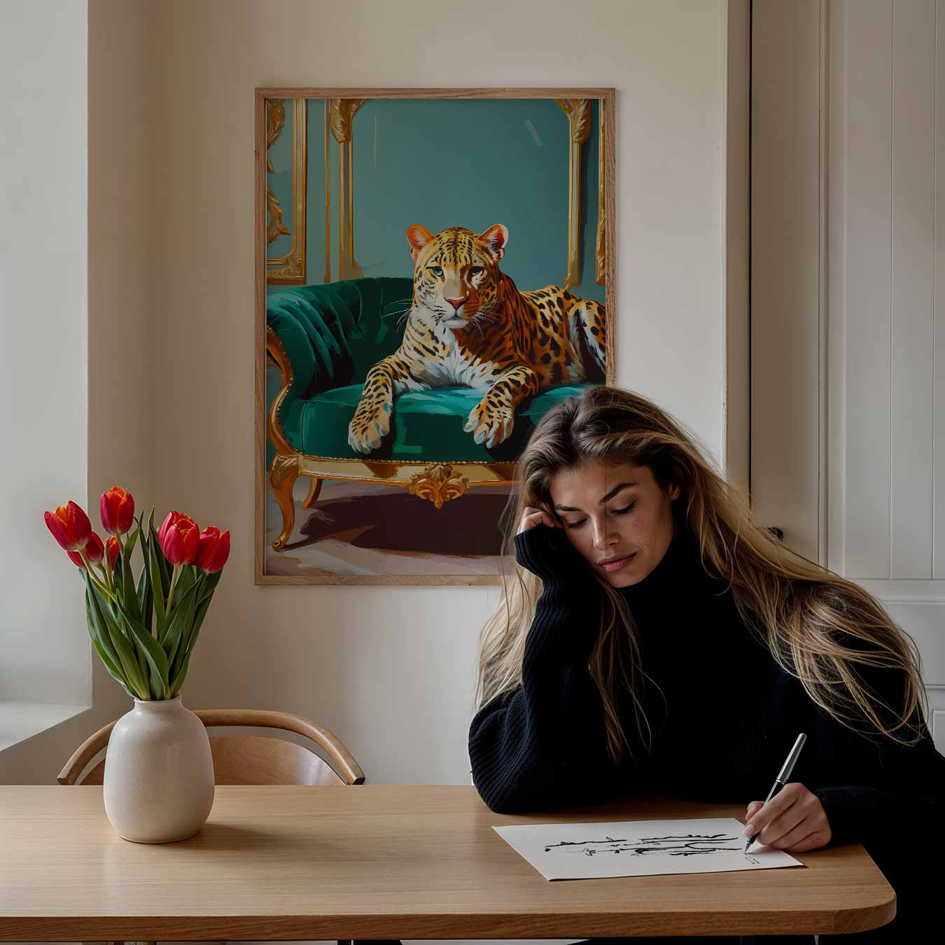 Luxe Leopard Lounge Poster-WallArtistic