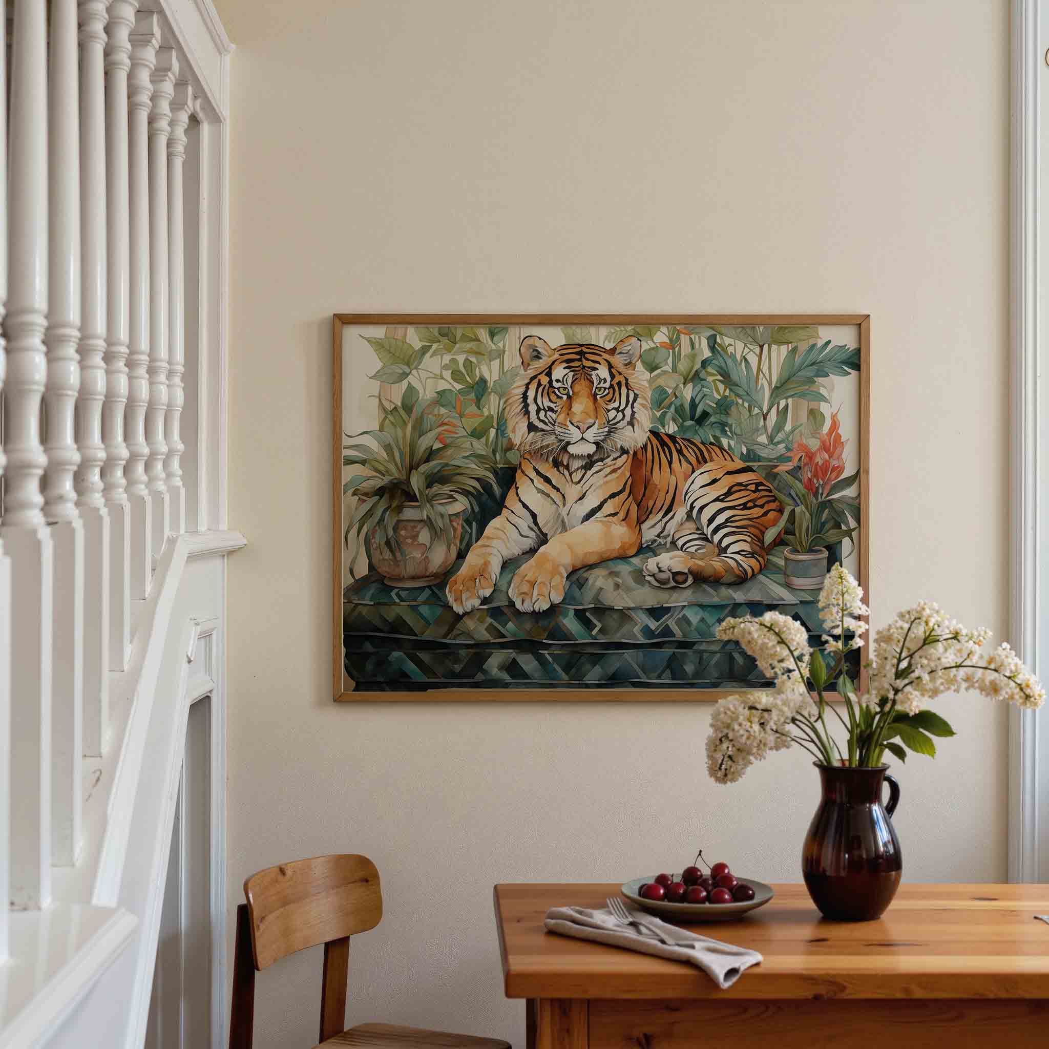 Tijger met planten Poster