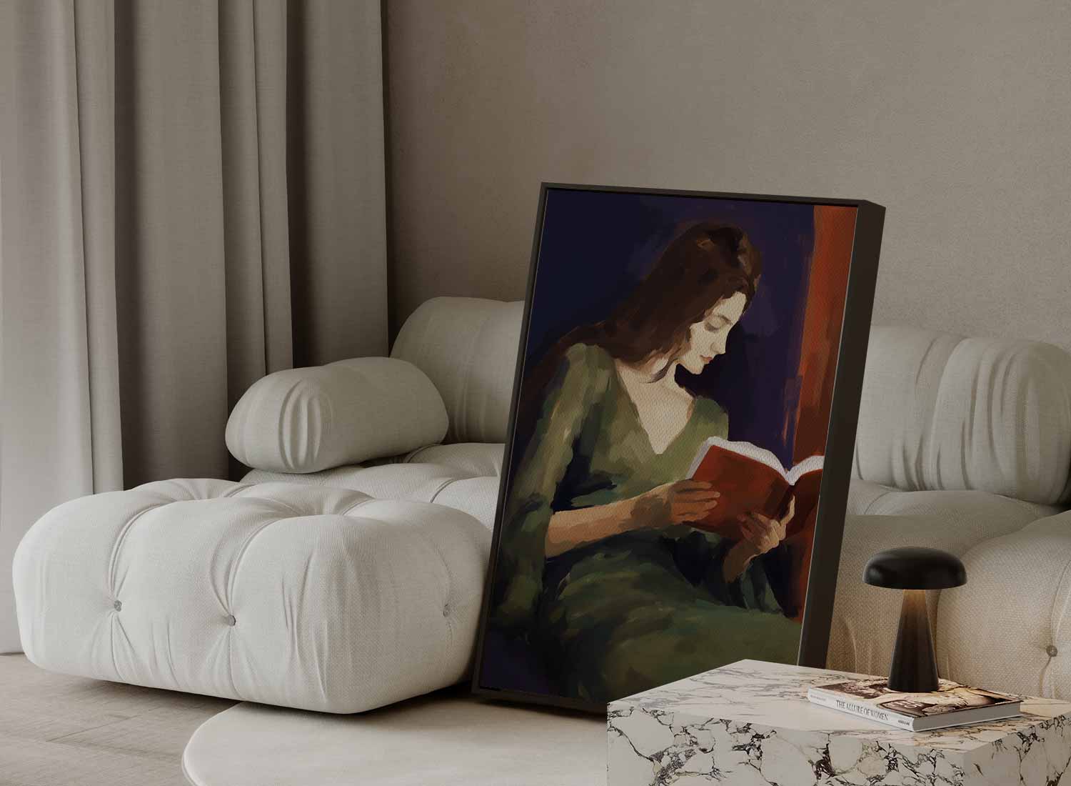 Lezend in Rust Kunstwerk-canvas-dibond-plexiglas-wanddecoratie-WallArtistic