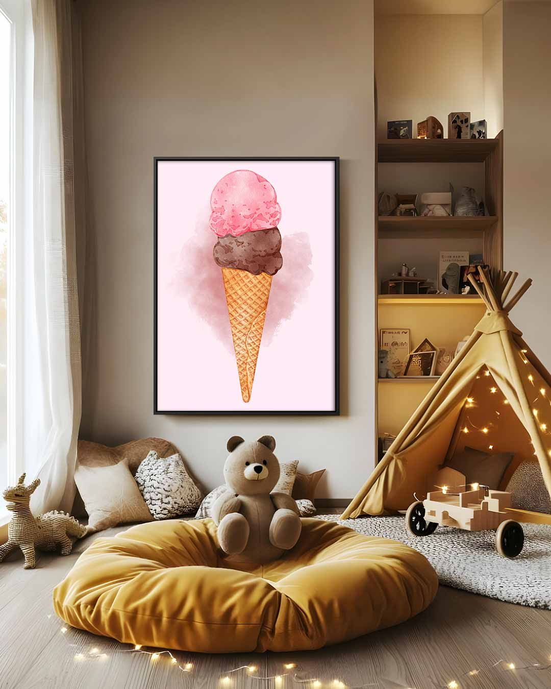 Zomerse IJshoorn Aquarel Kunstwerk-canvas-dibond-plexiglas-wanddecoratie-WallArtistic