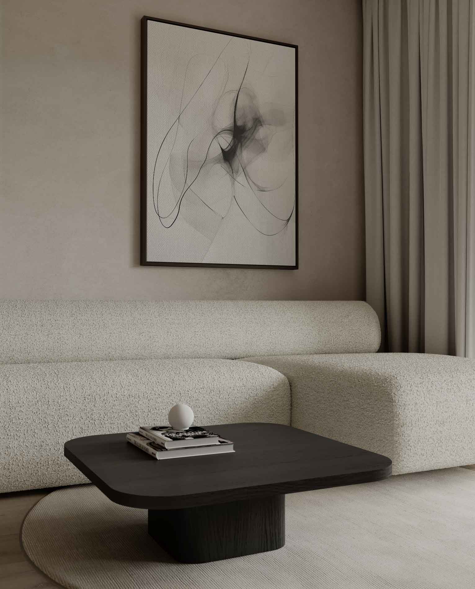 Dromerige Zwart-Witte Abstractie Kunstwerk-canvas-dibond-plexiglas-wanddecoratie-WallArtistic