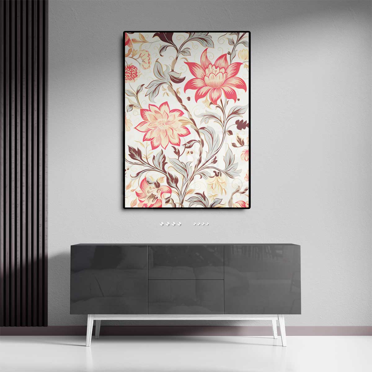 Vrolijk Bloemenpatroon Kunstwerk-canvas-dibond-plexiglas-wanddecoratie-WallArtistic